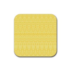 Boho Saffron Yellow Color Rubber Coaster (square)  by SpinnyChairDesigns