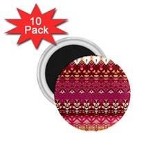 Boho Fuschia And Gold Pattern 1 75  Magnets (10 Pack)  by SpinnyChairDesigns