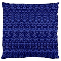 Boho Navy Blue  Large Flano Cushion Case (two Sides) by SpinnyChairDesigns