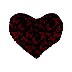 Red And Black Butterflies Standard 16  Premium Flano Heart Shape Cushions by SpinnyChairDesigns