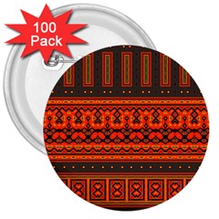 Boho Aztec Rust Orange Color Stripes 3  Buttons (100 Pack)  by SpinnyChairDesigns