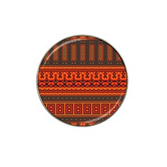 Boho Aztec Rust Orange Color Stripes Hat Clip Ball Marker by SpinnyChairDesigns