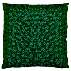 Leaf Forest And Blue Flowers In Peace Large Flano Cushion Case (one Side) by pepitasart