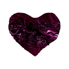 Magenta Black Swirl Standard 16  Premium Heart Shape Cushions by SpinnyChairDesigns