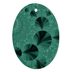 Biscay Green Black Spirals Oval Ornament (two Sides) by SpinnyChairDesigns