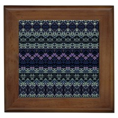 Boho Navy Teal Violet Stripes Framed Tile by SpinnyChairDesigns