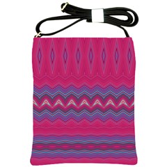 Magenta Blue Stripes Shoulder Sling Bag by SpinnyChairDesigns