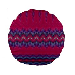 Magenta Blue Stripes Standard 15  Premium Round Cushions by SpinnyChairDesigns