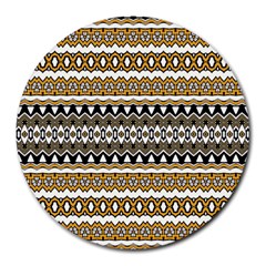 Boho Black Yellow Floral Print Round Mousepads by SpinnyChairDesigns