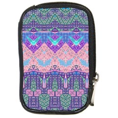 Boho Patchwork Violet Pink Green Compact Camera Leather Case by SpinnyChairDesigns
