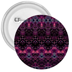 Boho Magenta Black Pattern 3  Buttons by SpinnyChairDesigns