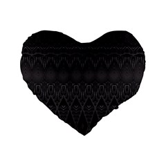 Boho Black Diamonds Standard 16  Premium Flano Heart Shape Cushions by SpinnyChairDesigns