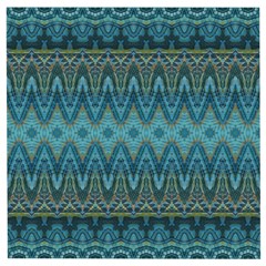 Boho Teal Blue Pattern Wooden Puzzle Square by SpinnyChairDesigns