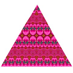 Boho Bright Pink Floral Wooden Puzzle Triangle by SpinnyChairDesigns