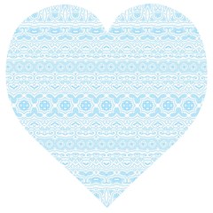 Boho Baby Blue Pattern Wooden Puzzle Heart by SpinnyChairDesigns
