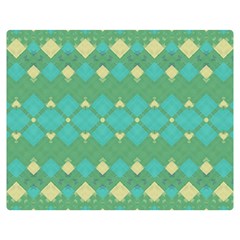 Boho Green Blue Checkered Double Sided Flano Blanket (medium)  by SpinnyChairDesigns