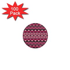 Boho Pink Grey  1  Mini Buttons (100 Pack)  by SpinnyChairDesigns
