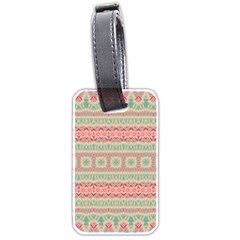 Boho Teal Pink Luggage Tag (two Sides) by SpinnyChairDesigns