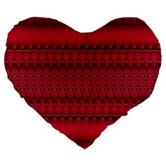 Crimson Red Pattern Large 19  Premium Flano Heart Shape Cushions by SpinnyChairDesigns