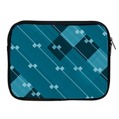 Teal Blue Stripes And Checks Apple Ipad 2/3/4 Zipper Cases by SpinnyChairDesigns