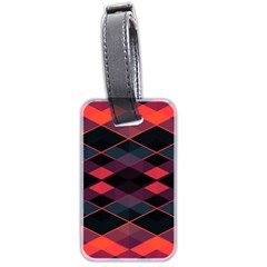 Pink Orange Black Diamond Pattern Luggage Tag (two Sides) by SpinnyChairDesigns