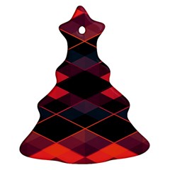 Pink Orange Black Diamond Pattern Christmas Tree Ornament (two Sides) by SpinnyChairDesigns