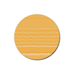 Boho Saffron Yellow Stripes Rubber Coaster (round)  by SpinnyChairDesigns