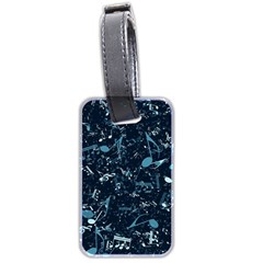 Prussian Blue Music Notes Luggage Tag (two Sides) by SpinnyChairDesigns
