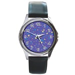 Starry Night Purple Round Metal Watch