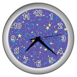 Starry Night Purple Wall Clock (Silver)