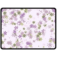 Purple Wildflower Print Double Sided Fleece Blanket (large)  by SpinnyChairDesigns