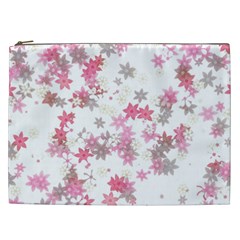 Pink Wildflower Print Cosmetic Bag (xxl) by SpinnyChairDesigns