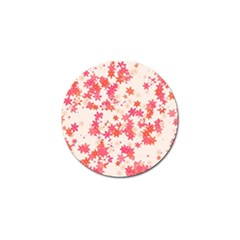 Vermilion And Coral Floral Print Golf Ball Marker (4 Pack) by SpinnyChairDesigns