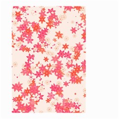 Vermilion And Coral Floral Print Small Garden Flag (two Sides) by SpinnyChairDesigns