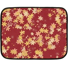 Gold And Tuscan Red Floral Print Fleece Blanket (mini) by SpinnyChairDesigns