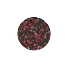 Pink Wine Floral Print Golf Ball Marker by SpinnyChairDesigns