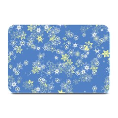 Yellow Flowers On Blue Plate Mats by SpinnyChairDesigns