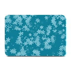 Teal Blue Floral Print Plate Mats by SpinnyChairDesigns
