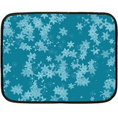 Teal Blue Floral Print Fleece Blanket (mini) by SpinnyChairDesigns