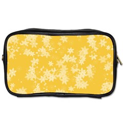 Saffron Yellow Floral Print Toiletries Bag (two Sides) by SpinnyChairDesigns