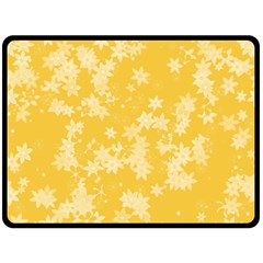 Saffron Yellow Floral Print Fleece Blanket (large)  by SpinnyChairDesigns