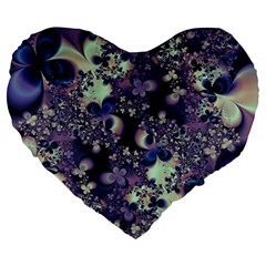 Abstract Floral Art Print Large 19  Premium Heart Shape Cushions by SpinnyChairDesigns