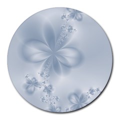 Faded Blue Floral Print Round Mousepads by SpinnyChairDesigns