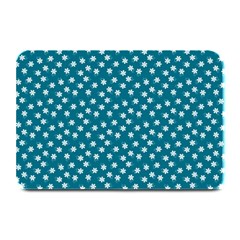 Teal White Floral Print Plate Mats by SpinnyChairDesigns