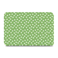 Spring Green White Floral Print Plate Mats by SpinnyChairDesigns