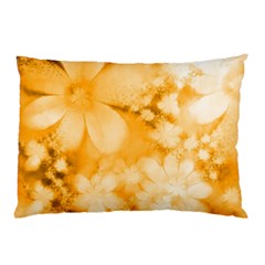 Saffron Yellow Watercolor Floral Print Pillow Case by SpinnyChairDesigns