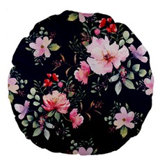 Printed Floral Pattern Large 18  Premium Flano Round Cushions by designsbymallika