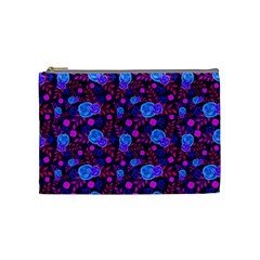 Backgroung Rose Purple Wallpaper Cosmetic Bag (medium) by HermanTelo