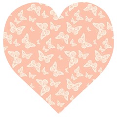 Peaches And Cream Butterfly Print Wooden Puzzle Heart by SpinnyChairDesigns