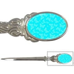 Aqua Blue Butterfly Print Letter Opener by SpinnyChairDesigns
